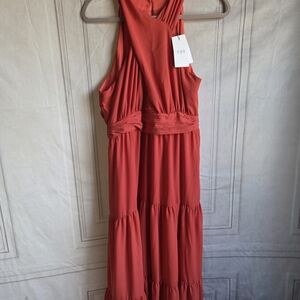 NWT OPT Women's Coral Red Sleeveless Maxi Dress